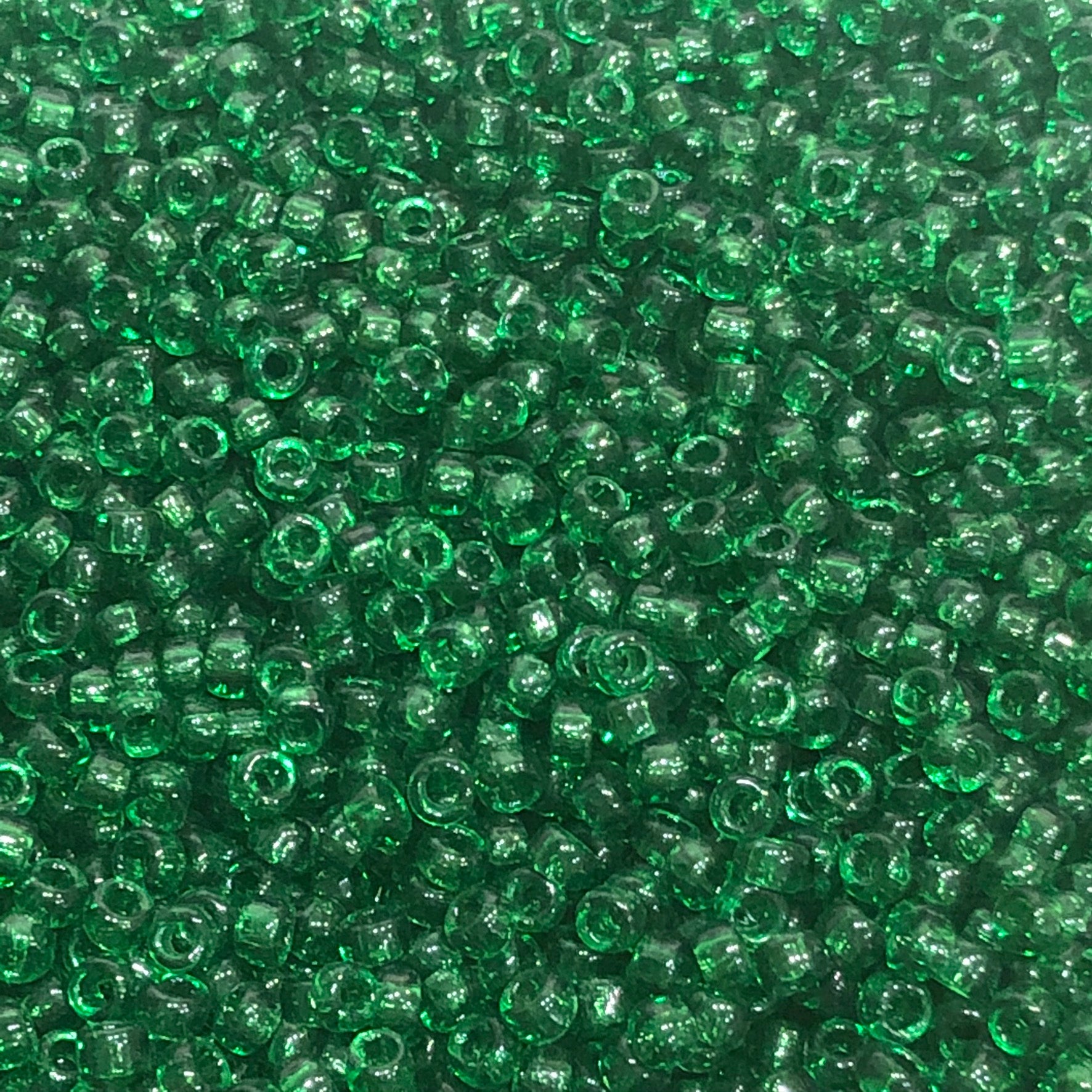 TOHO TR-08-7B   8/0 Transparent Dark Green Seed Beads, 5 or 10 Grams