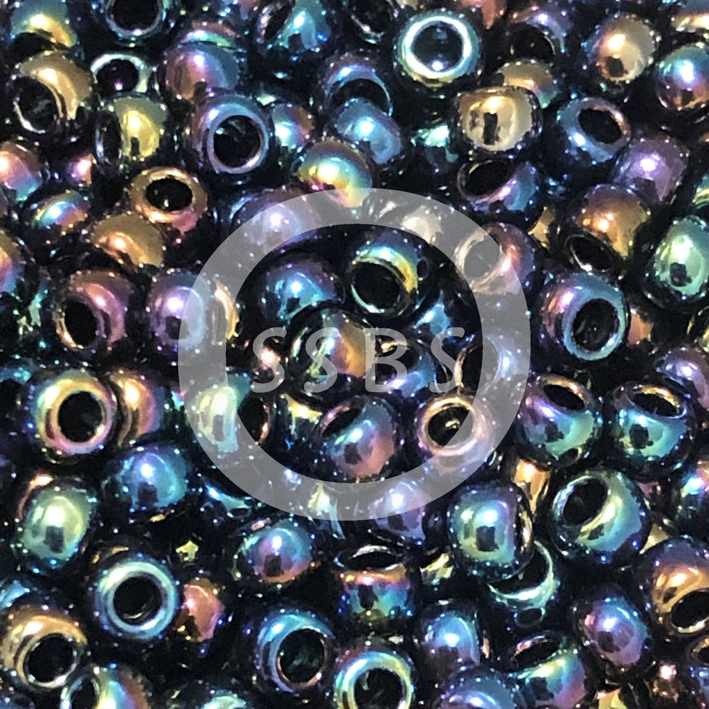 TOHO TR-08-86   8/0 Metallic Jet Black Iris Seed Beads, 5 or 10 Grams