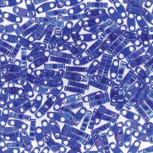 Miyuki Quarter Tila QTL-177 5 x 1.2 mm  Transparent Cobalt AB Beads - 5 or 10 gm