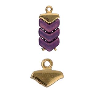 Cymbal™ Mikronisi Chevron Bead Endings™, 10.2 x 9 mm - 24K Gold Plated, Antique Silver Plated or Antique Brass Plated - 1 Pair