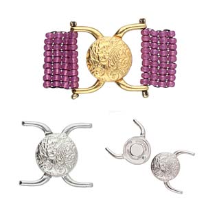 Cymbal™ Souda II 11/0 Magnetic Clasp, 15.85 x 17.8 mm - 24K Gold Plated, Rose Gold Plated, Antique Brass Plated or Antique Silver Plated - 1 Clasp