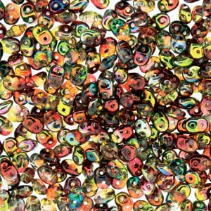 Matubo Superduo 2.5 x 5 mm 00030-95600  Crystal Red Yellow Beads - 5 or 10 gm