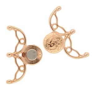 Cymbal™ Volakas III 8/0 Magnetic Clasp, 24.3 x 27.6 mm, Rose Gold Plated - 1 Clasp