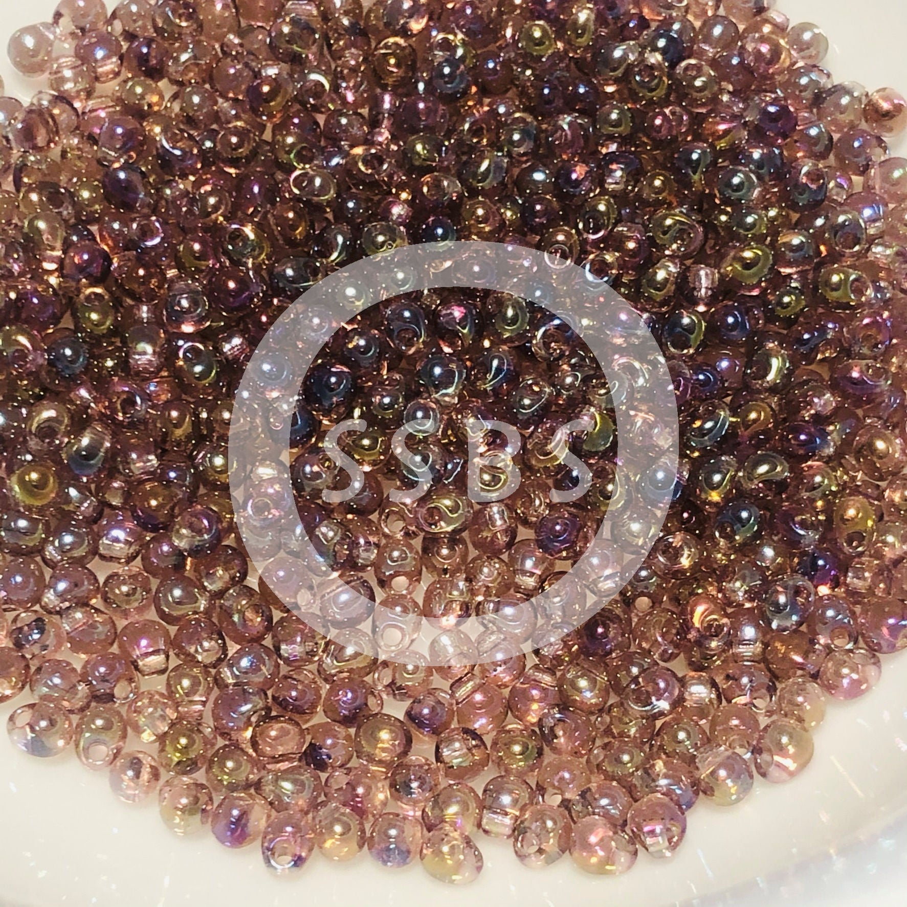 Miyuki Drop DP34-256  3.4 mm  Transparent Smoky Amethyst AB Beads - 5 gm