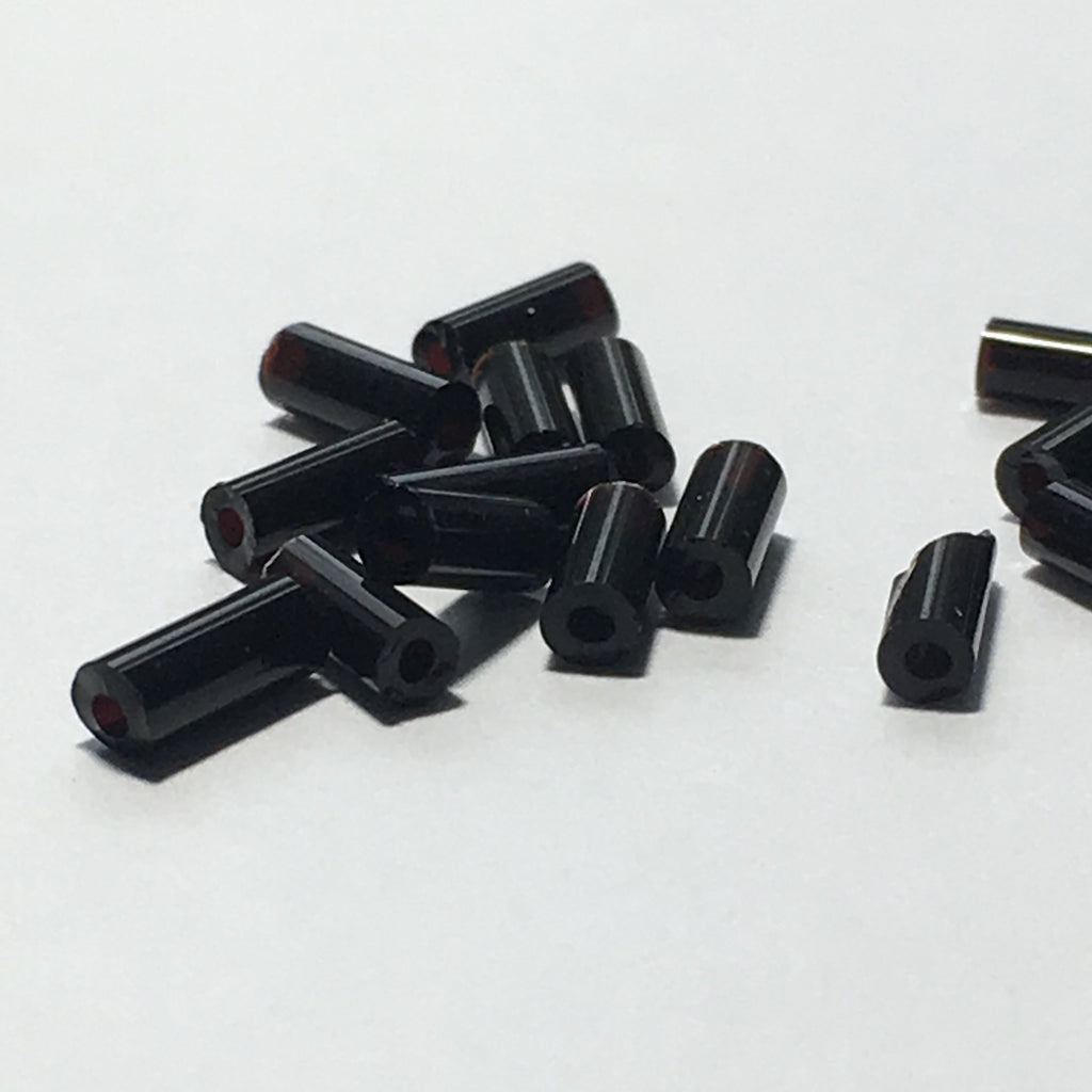 Black Glass Bugle Beads, 5 mm - 5 gm