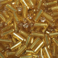 5 mm Transparent Gold Silver Lined Glass Bugle Beads - 5 or 10 gm