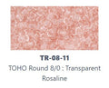 TOHO TR-08-11   8/0 Transparent Light Pink Seed Beads, 5 or 10 Grams