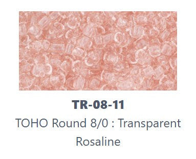 TOHO TR-08-11   8/0 Transparent Light Pink Seed Beads, 5 or 10 Grams