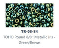 TOHO TR-08-84  8/0 Metallic Iris Green / Brown Seed Beads - 5 or 10 gm