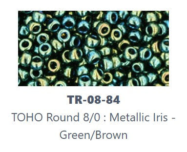 TOHO TR-08-84  8/0 Metallic Iris Green / Brown Seed Beads - 5 or 10 gm