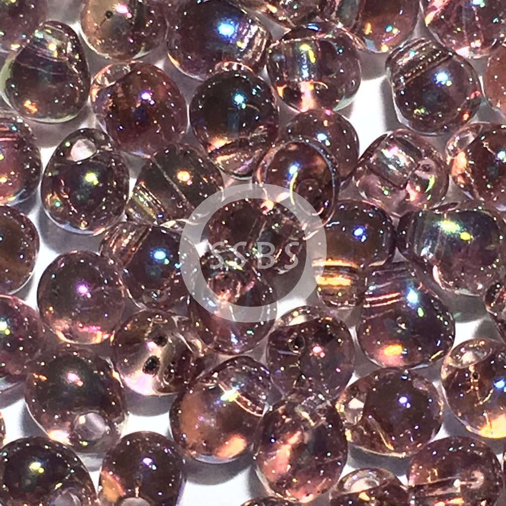 Miyuki Drop DP34-256  3.4 mm  Transparent Smoky Amethyst AB Beads - 5 gm