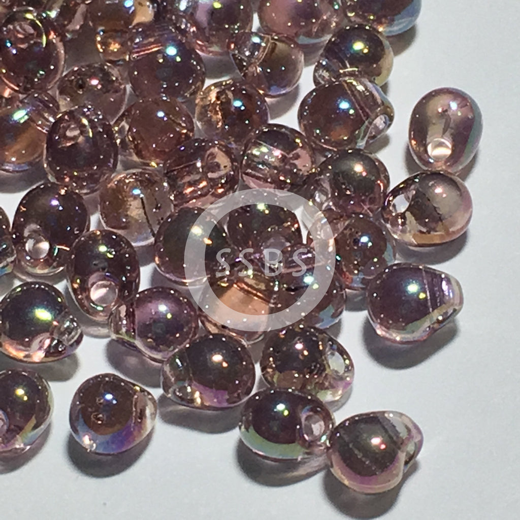 Miyuki Drop DP34-256  3.4 mm  Transparent Smoky Amethyst AB Beads - 5 gm