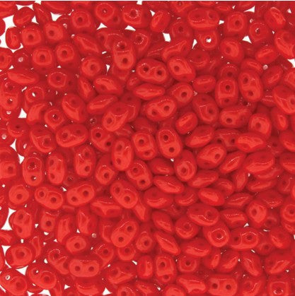 Matubo Superduo 2.5 x 5 mm 59320  Opaque Coral Red Beads - 5 or 10 gm