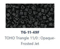 TOHO  TG-11-49F  2 mm 11/0 Opaque Frosted Jet Black Triangle Beads - 5 gm