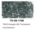 TOHO TH-08-176B  Two-Cut Hex Transparent Gray Rainbow Seed Beads - 5 gm
