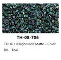 TOHO TH-08-706 Hex Matte - Color Iris - Teal Seed Beads - 5 gm