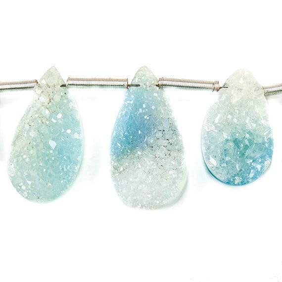 Cornflower Blue Drusy Pear Bead Strand