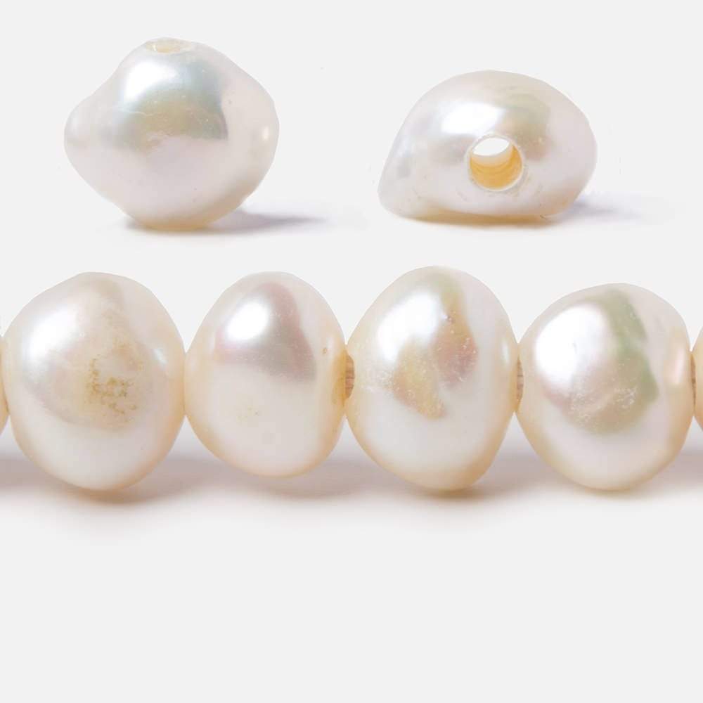 Cream Large Hole Freshwater pearl 11 -12mm Side Drilled, 15 inches, 38 pcs/strand