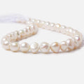 Cream Large Hole Freshwater pearl 11 -12mm Side Drilled, 15 inches, 38 pcs/strand