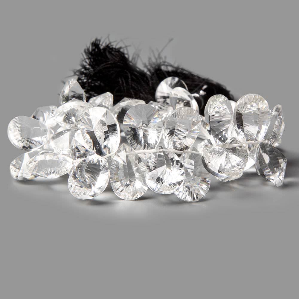 15x11mm Crystal Quartz Faceted Pears with Double Pavilion 8 inch 40 beads AAA
