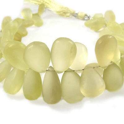 Frosted Lemon Quartz Plain Pear