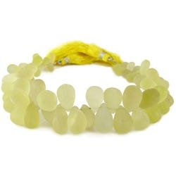 Frosted Lemon Quartz Plain Tear Drop