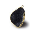 Gold Leafed Ink Black Concave Drusy Pendant 1 focal bead 34x24x18mm  A Grade