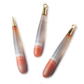 Gold Leafed Salmon Orange Banded Agate tear drop Pendant 1 focal bead 40x7mm