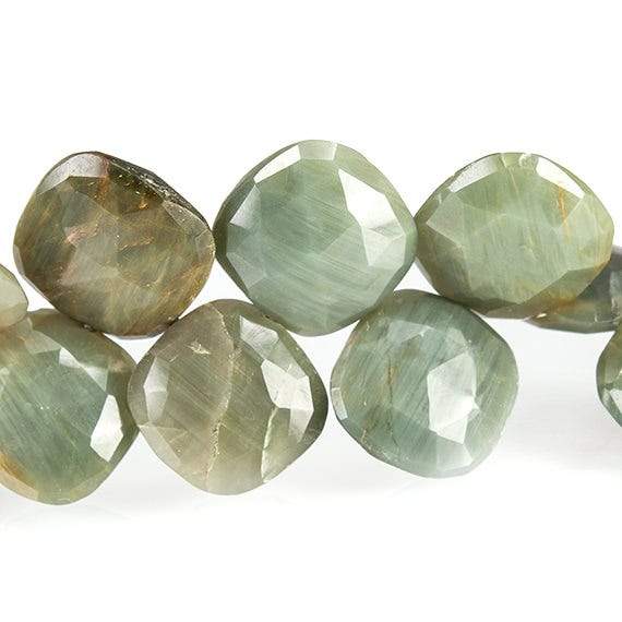 Green Cat's Eye Quartz Faceted Pillow Beads
