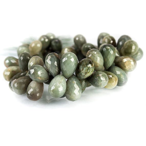 Green Cat's Eye Quartz Faceted Tear Drop Briolette Beads
