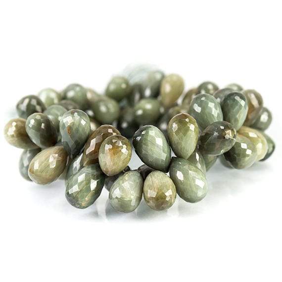 Green Cat's Eye Quartz Faceted Tear Drop Briolette Beads