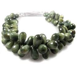 Green Cat`s Eye Quartz Tear Drop Briolette