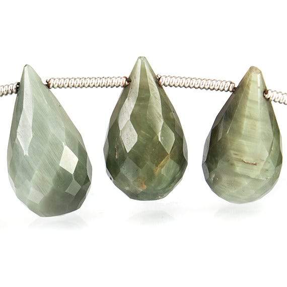 Green Cat`s Eye Quartz Tear Drop Briolette