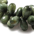 Green Cat`s Eye Quartz Tear Drop Briolette