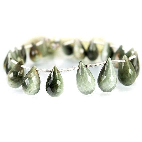 Green Cat`s Eye Quartz Tear Drop Briolette