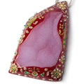 Hand Painted Floral Marsala Red Drusy with Rhinestones 3.25x2.0 inch