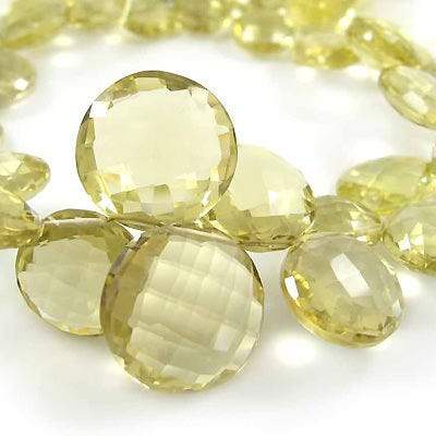Lemon Quartz Faceted Coin