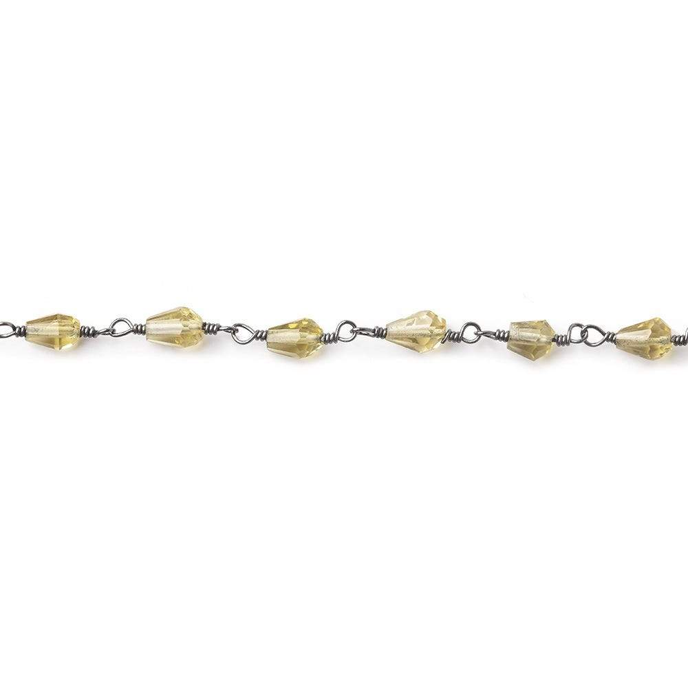 Lemon Quartz faceted tear drop Black Gold Filled Chain by the foot 29 beads