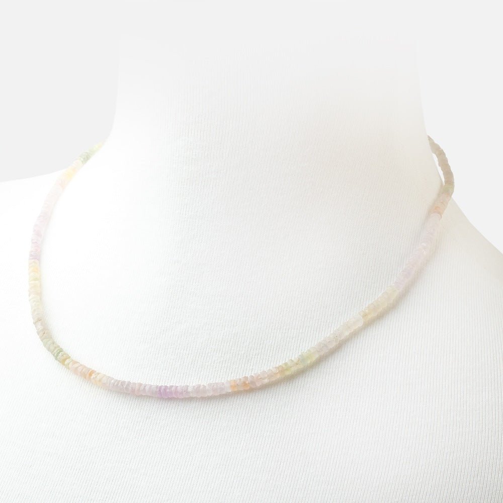 Matte Madagascar Sapphire Hand Cut Rondelle Necklace with a 14kt Gold Clasp