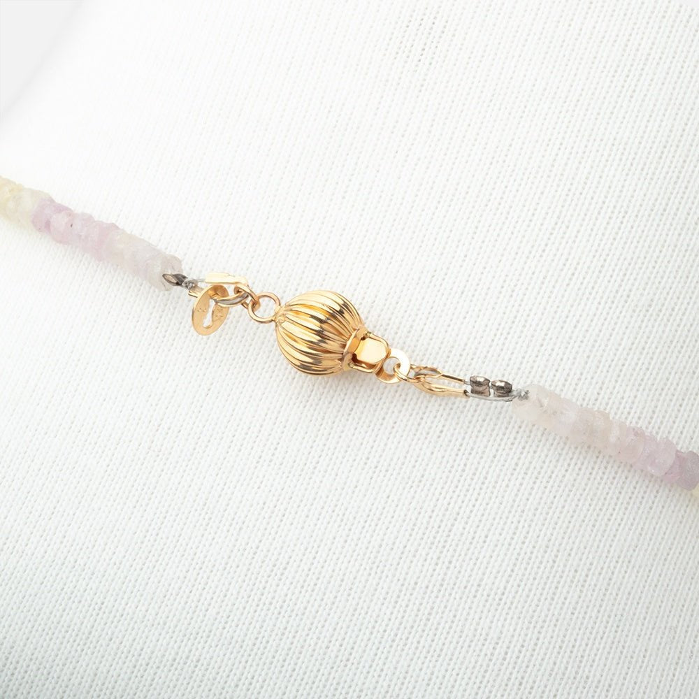 Matte Madagascar Sapphire Hand Cut Rondelle Necklace with a 14kt Gold Clasp