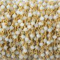 3mm Milky Aquamarine Gold plated Chain by the foot 40 beads