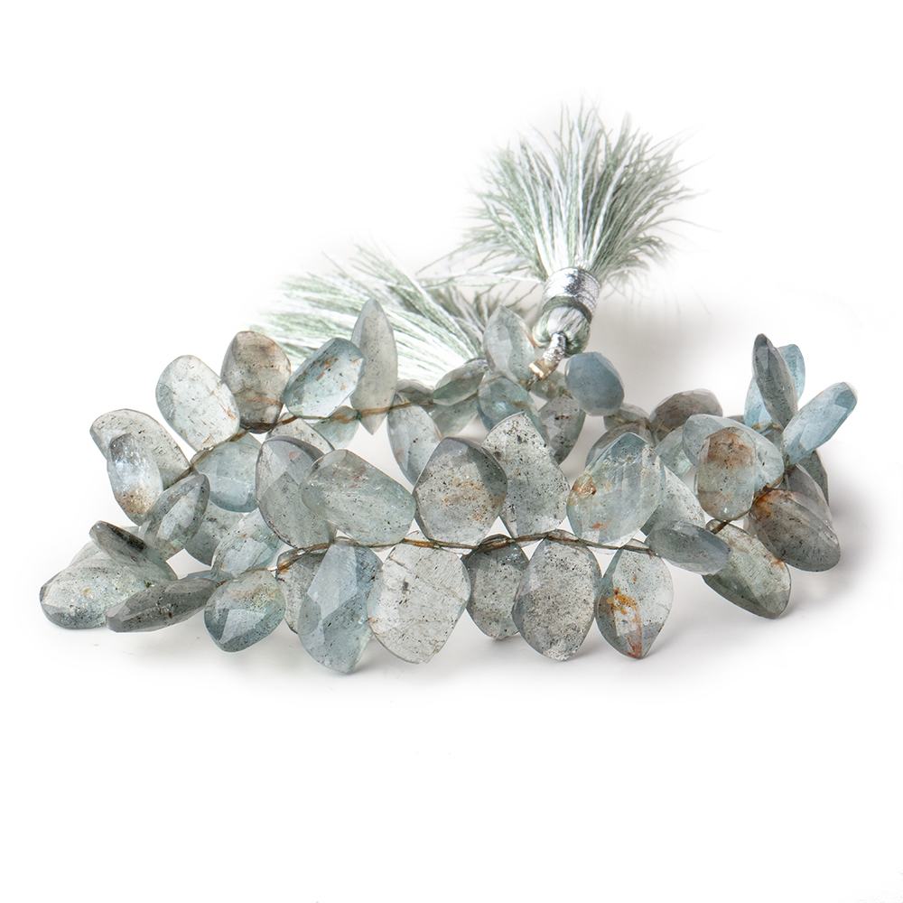 Moss Aquamarine Faceted Free Form & Marquise Beads 7.5 inch 56 pieces