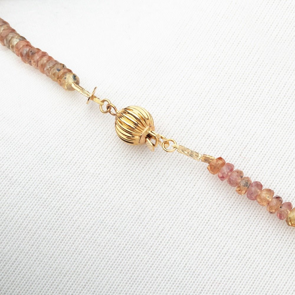 Multi Color Songea Sapphire Faceted Rondelle Necklace with a 14kt Gold Clasp AAA