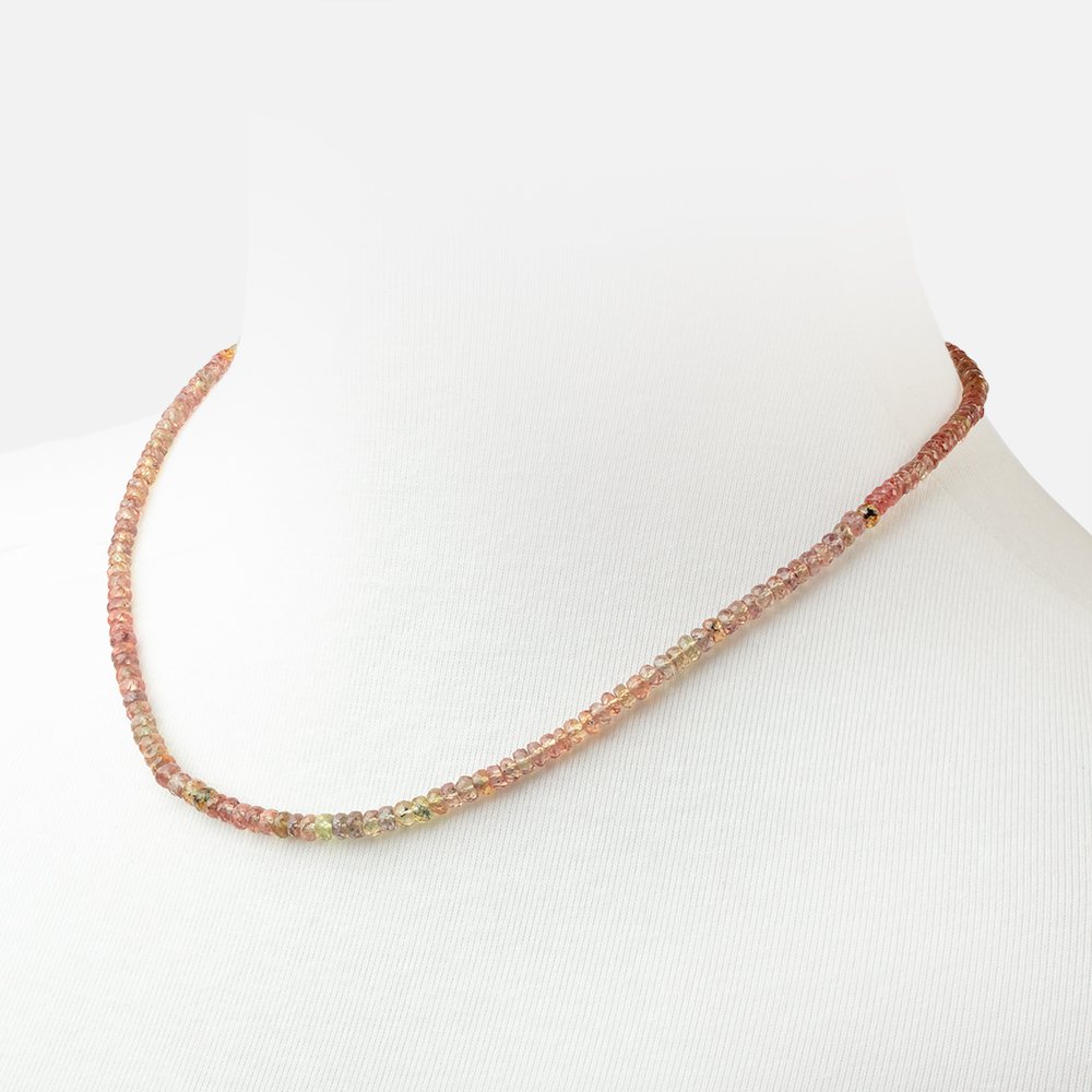 Multi Color Songea Sapphire Faceted Rondelle Necklace with a 14kt Gold Clasp AAA