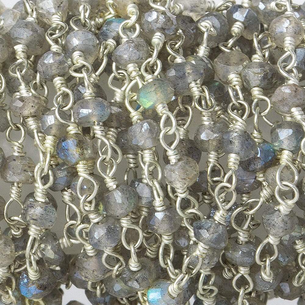 Mystic Labradorite Silver plated Wire Wrapped Chain