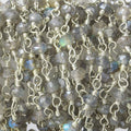 Mystic Labradorite Silver plated Wire Wrapped Chain