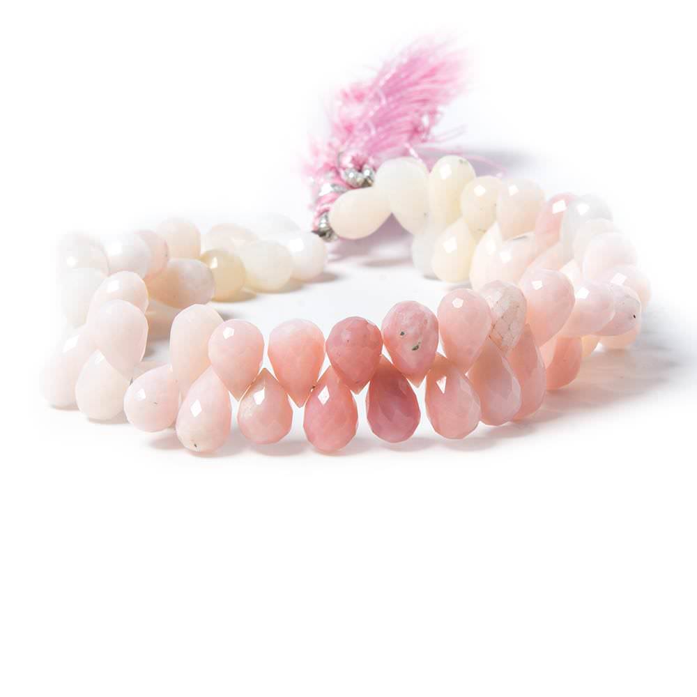 9x6-11x5mm Pink Peruvian Opal Faceted Tear Drop Beads 8 inch 65 pieces