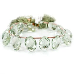 Prasiolite Beads Top Drilled Faceted Oval 8 inches 14 beads