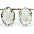 Prasiolite Beads Top Drilled Faceted Oval 8 inches 14 beads