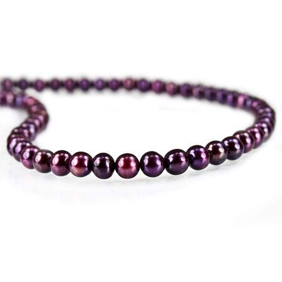 Purple Side Drilled Off Round Freshwater Pearl Strand